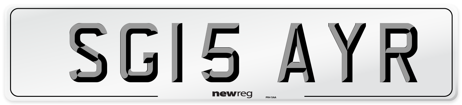 SG15 AYR Number Plate from New Reg